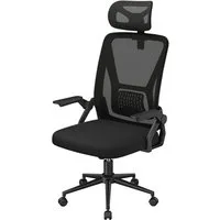 ZAISZE Bürostuhl Ergonomisch Schreibtischstuhl Höhenverstellbar mit Wippfunktion (90° hochklappbaren Armlehnen, ergonomischer Schreibtischstuhl mit Lendenstütze und Kopfstütze, atmungsaktive Netzbespannung, um 360° drehbarer Stuhl)