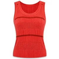 Freeman T. Porter Stricktop Dulcia Fancy Rib Knit Wear Damen Top - Tanktop Damen - Stricktop rot