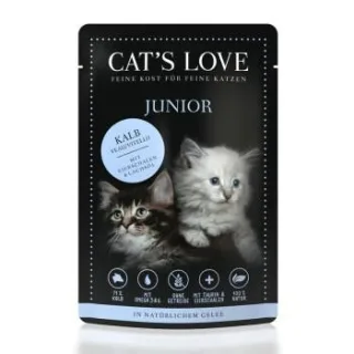 CAT'S LOVE Katzenfutter Katze Junior in Gelee Kalb mit Eierschalen und Lachsöl 48x85 g