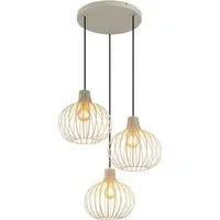 OTTO home Hängeleuchte Yannic, Hängelampe Metall cremefarben, exkl. 3x E27 40W 230V, ohne Leuchtmittel, Kabel in PVC Schwarz kürzbar, ø: 500mm, H: 1200mm