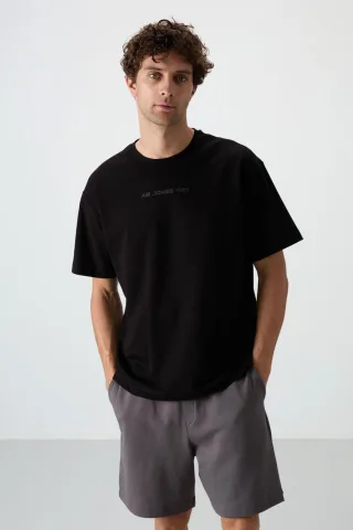 Übergröße Bedrucktes Rundhals-T-Shirt