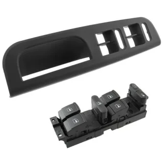 Türgriff 4er Griff Abdeckung Innen Schwarz + Fensterheber Schalter für VW Sharan 7M / Seat Alhambra