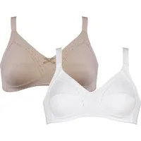 Naturana Soft-BH Classics (2er Pack) feminin, bequem, breite Träger, ohne Bügel, dekorative Schleife