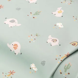 Regenjackenstoff „Elefanten“, mint-color
