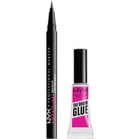 NYX PROFESSIONAL MAKEUP Schmink-Set The Brow Glue Stick + Lift & Snatch Brow Tint Pen, Nicht klebrig und wischfest, variable Deckkraft, bis zu 16h Halt.