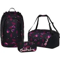 Satch Schulranzen Schulrucksack-Set AIR Mystic Nights 3-teilig, Kollektion 2025 (3-teilig), Schulranzen, ergonomisch, Laptop-Fach, Your-Size-System