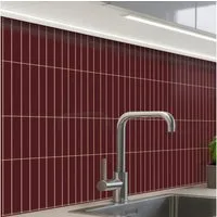 KitchenYeah Küchenrückwand Muster selbstklebend (keine Folie) Linien - Muster - Bordeaux, (1-tlg), Spritzschutz, Küche, Rückwand, Küchenwand, Küchenfront, 30x20 cm