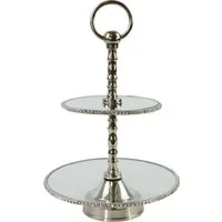 FURNARO Etagere CRISTALLO, Eisen vernickelt, Glas, Strass, mit Strassrand aus Glas und vernickelten Eisen ca. 26cm