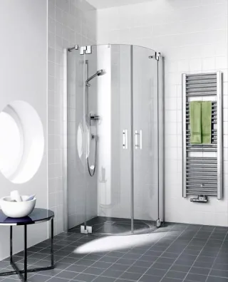 Kermi Viertelkreis Filia XP P50 1000x2000, silber hochglanz, ESG klar mit KermiClean, FXP FXP5010020VPK