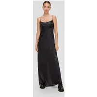 QS Maxikleid Kleid Satinkleid mit Kunstlederdetail, QS x ELIF