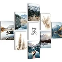 Novart Wandbild Natur Landschaft KOMPLETT AUFHÄNGFERTIG See Berge, Landschaft