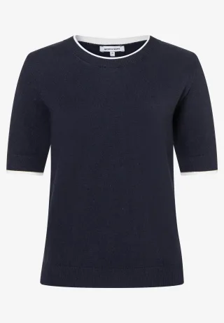 MORE & MORE - Kurzarm-Pullover blau - Gr. - 46