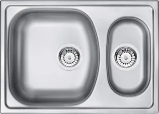 Neuesbad 1,5-Becken Spüle ohne Abtropffläche, DECOR, 620x440x150, 3,5'' mit Zubehör NB1DEZEX35031