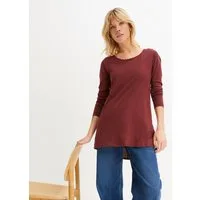 bonprix Langarmshirt lockere Passform, Langarm-Design, abgerundeter Saum, aus Baumwolle