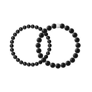 Set aus 2 Armbändern SCHWARZER ACHAT — 925er Silber rhodiniert — 22 cm — Herren