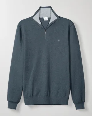 BASEFIELD - Zip Troyer smoky blue melange - Gr. - XXL