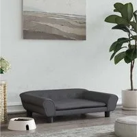 furnicato Hundebett Dunkelgrau 70 x 48 x 22 cm mit Massivholz Rahmen, Samt, Weiches Hundesofa mit Schaumstoffpolsterung für kleine Haustiere
