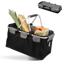 bremermann Einkaufskorb faltbar - 25 Liter in Schwarz, mit Aluminiumrahmen, 25 l, inkl. Einkaufswagenchip