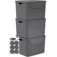 ROTHO Mülltrennsystem Albula Mülleimer 55l mit Frontklappe für die Küche – Recycling System, Behälter ideal für Mülltrennung & Recycling