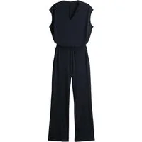 someday Jumpsuit schwarz,Casual,Polyester,Unifarben,V-Ausschnitt,Kurz,Comfort Fit