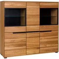 Home affaire Highboard, Aluglastüren in Schwarz, Türen mit dampfer, dunklen Innenrückseite