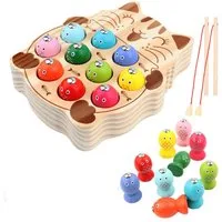 CLTYQ Lernspielzeug Montessori Spielzeug 2 in 1 Holz Magnetspiel, Angelspiel, Spielzeug ab 3 Jahre Angelspiel Magnetspielzeug Lernspielzeug