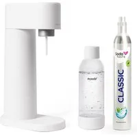 mySoda Wassersprudler Mysoda Woody Wassersprudler Holzkomposit Set + 1L Flasche & CO2 Weiß, Nachhaltiges Holzkomposit, inkl. CO2 & Flasche. Ohne Strom.