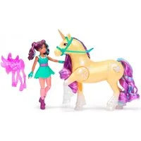 Spin Master Anziehpuppe Unicorn Academy - Ava & Pflanzen-Magie Leaf, mit echter Mähne und Leuchteffektt