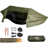 Skandika Hängezelt Hängemattenzelt Rian mit Moskitonetz, mit Regencover, Personen: 1 (Max. Benutzergewicht 200 kg, Max. Benutzergröße 190 cm), Ultraleicht, Nylon, 1 Person Zelt, Atmungsaktiv, Baum-Aufhänge-Set