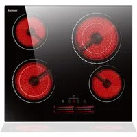 Karinear Induktions-Kochfeld Keramik Kochfeld 60 cm mit Lichtstreifen-Schieberegler, Glaskeramikkochfeld 4 Platten mit Dual-Ring-Kochzonen, 6600W
