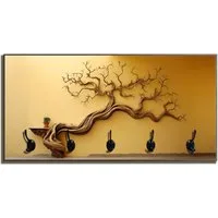 Wallario Garderobenpaneel Lebensbaum Skulptur (1-teilig, inkl. Haken und Befestigung), 80x40cmHolz