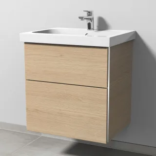 Sanipa 3way Waschtischunterbau zu Geberit iCon Light Waschtisch mit 2 Auszügen, Eiche-Nordic BR57348
