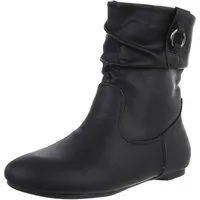 Ital-Design Damen Freizeit Stiefelette (88519475) Blockabsatz Flache Stiefeletten in Schwarz