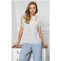 Passioni T-Shirt Sommer T-Shirt mit Flügelärmeln und Punkte Print