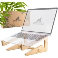 MyFatGorilla Laptop-Ständer aus Bambus, Notebook Ständer für 10-15 Zoll, Schreibtisch Zubehör, (bis 15 Zoll, MacBook Stand, Laptop Halter Holz, Laptop Erhöhung, Notebookständer, vertikaler Laptop Stand)