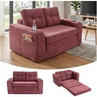GLP Schlafsofa 2-Sitzer, Sofa 136x80 cm, Klappsofa platzsparend, mit Getränkehaltern, Seitentaschen, Liegefläche 186x100 cm