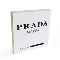 K&L Wall Art Holzbild Tischdeko Prada Marfa Holzbild Wohnzimmer Buchstaben Deko, Fensterbank Schild modern