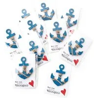 Logbuch-Verlag Dekofigur 10 kleine maritime Geschenke - blau türkise Holzanker + Karte Nur eine