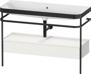 Duravit Happy D.2 Plus c-bonded Set mit Metallkonsole und Schubkasten Nordic Weiß Seidenmatt 1175x49 HP4744N39390000