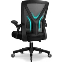 Adormii Bürostuhl Bürostuhl mit klappbaren Armlehnen,Ergonomischer Bürostuhl (Drehstuhl 360° mit Höhenverstellbarer Lendenwirbelstütze,Verstellbarer gepolsterten Armlehnen,Wippfunktion bis 125°,geräuscharmen Rollen,Höhenverstellbar), Atmungsaktiver N