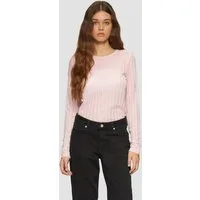 QS Langarmshirt T-Shirt Leicht transparentes Longsleeve mit Strukturmuster