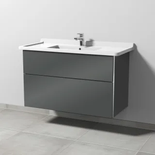 Sanipa 3way Waschtischunterbau zu Duravit Starck 3 Waschtisch mit 2 Auszügen, Anthrazit-Glanz BS71279