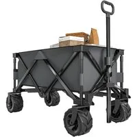 Outsunny Bollerwagen Faltbarer Handwagen, mit Teleskop Griff, bis 70 kg, belastbar (Transportwagen, 1-tlg., Gartenwagen), für Garten, Balkon, Dunkelgrau