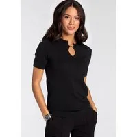 Bruno Banani Kurzarmpullover mit modischem Cut-Out und Schmuck-Detail