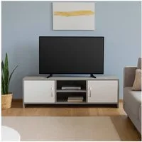 HTI-Living Lowboard TV-Schrank Thekla Beton/Weiß (Stück, 1 Lowboard), TV-Bank Lowboard