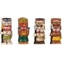 Geschenkestadl Cocktailglas 4 x Tiki Cocktail Becher 440-550ml Keramik Tassen Cocktailglas Hawaii