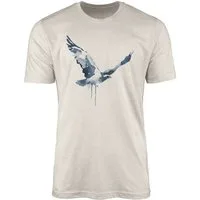 Sinus Art T-Shirt Herren Shirt Organic T-Shirt Aquarell Motiv Falke Vogel Bio-Baumwolle Ökomode Nachhaltig Farbe (1-tlg)
