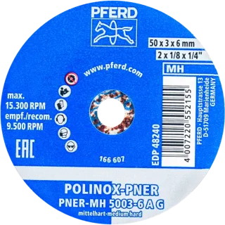 PFERD TOOLS POLINOX verpresstes Vlies-Rad PNER Ø 50x3 mm Bohrung-Ø 6 mm Mittelhart A Grob - 47700208