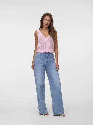 VERO MODA - VMLUX LIGHT SL 2-WAY V-NECK TOP SE Pink-A-Boo - Gr. - L