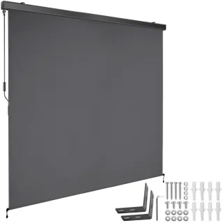 tectake Senkrechtmarkise, Dunkelgrau, Textil, 200x250 cm, CE, Sonnen- & Sichtschutz, Sichtschutz Garten, Balkon Sichtschutze
